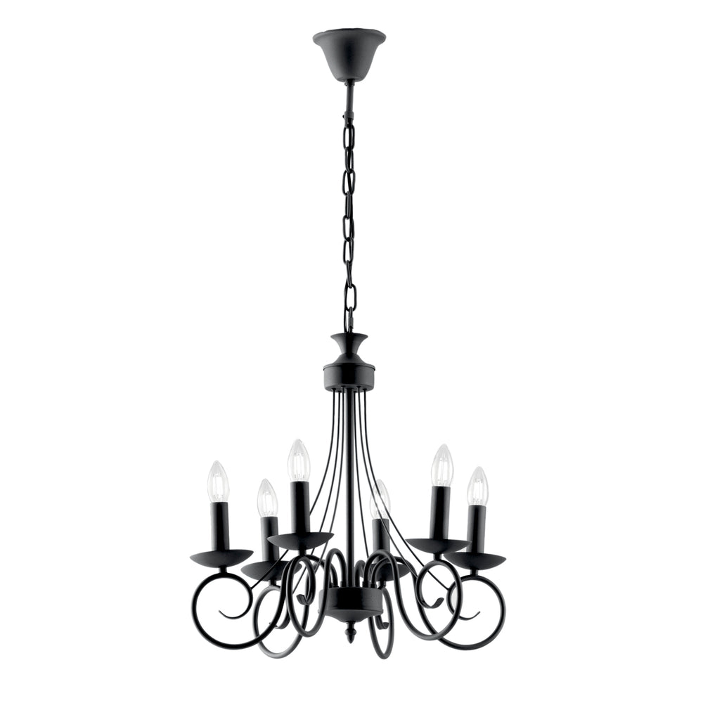 LAMPADARIO BEATRICE ANTRACITE 6XE14 50X120CM
