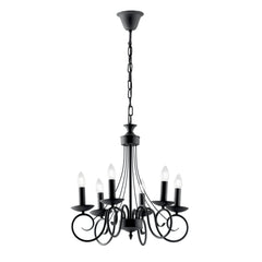 LAMPADARIO BEATRICE ANTRACITE 6XE14 50X120CM
