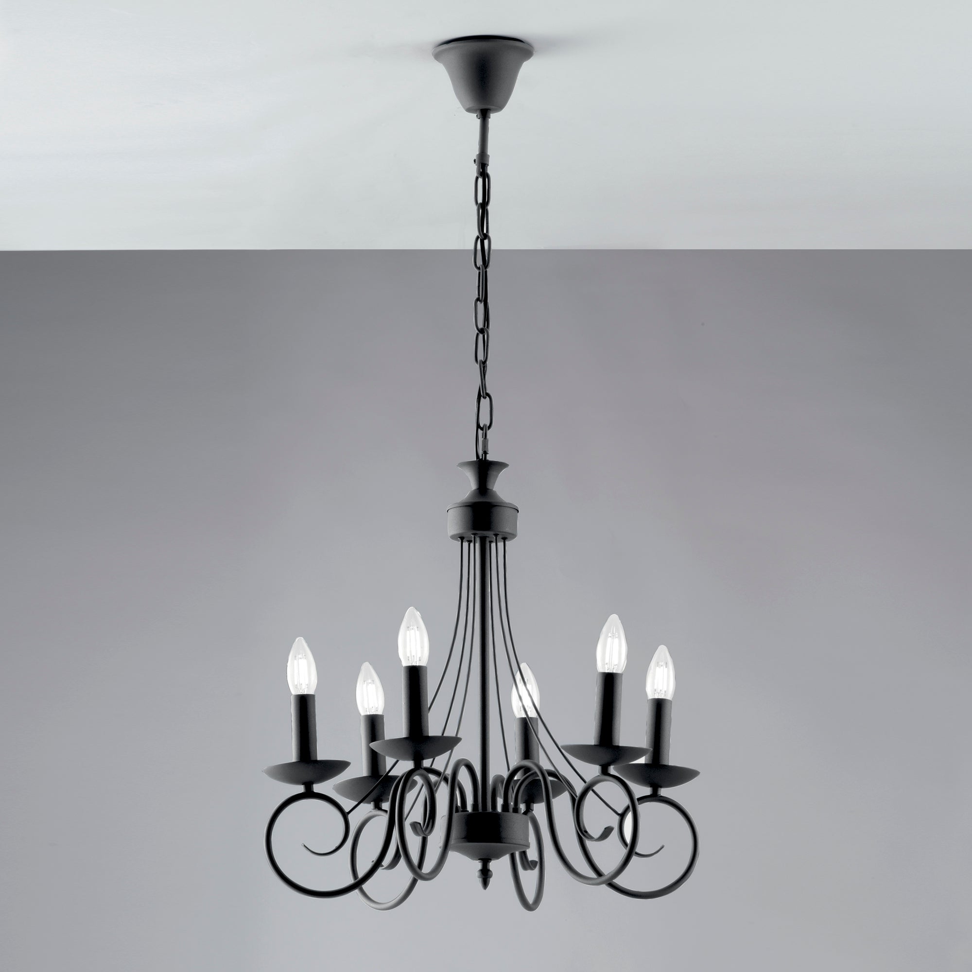 LAMPADARIO BEATRICE ANTRACITE 6XE14 50X120CM