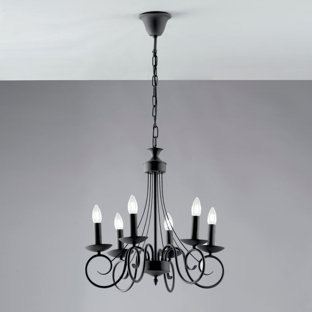 LAMPADARIO BEATRICE ANTRACITE 6XE14 50X120CM