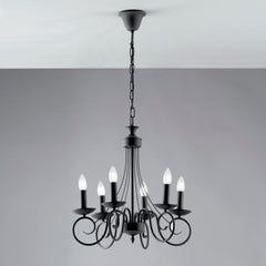 LAMPADARIO BEATRICE ANTRACITE 6XE14 50X120CM