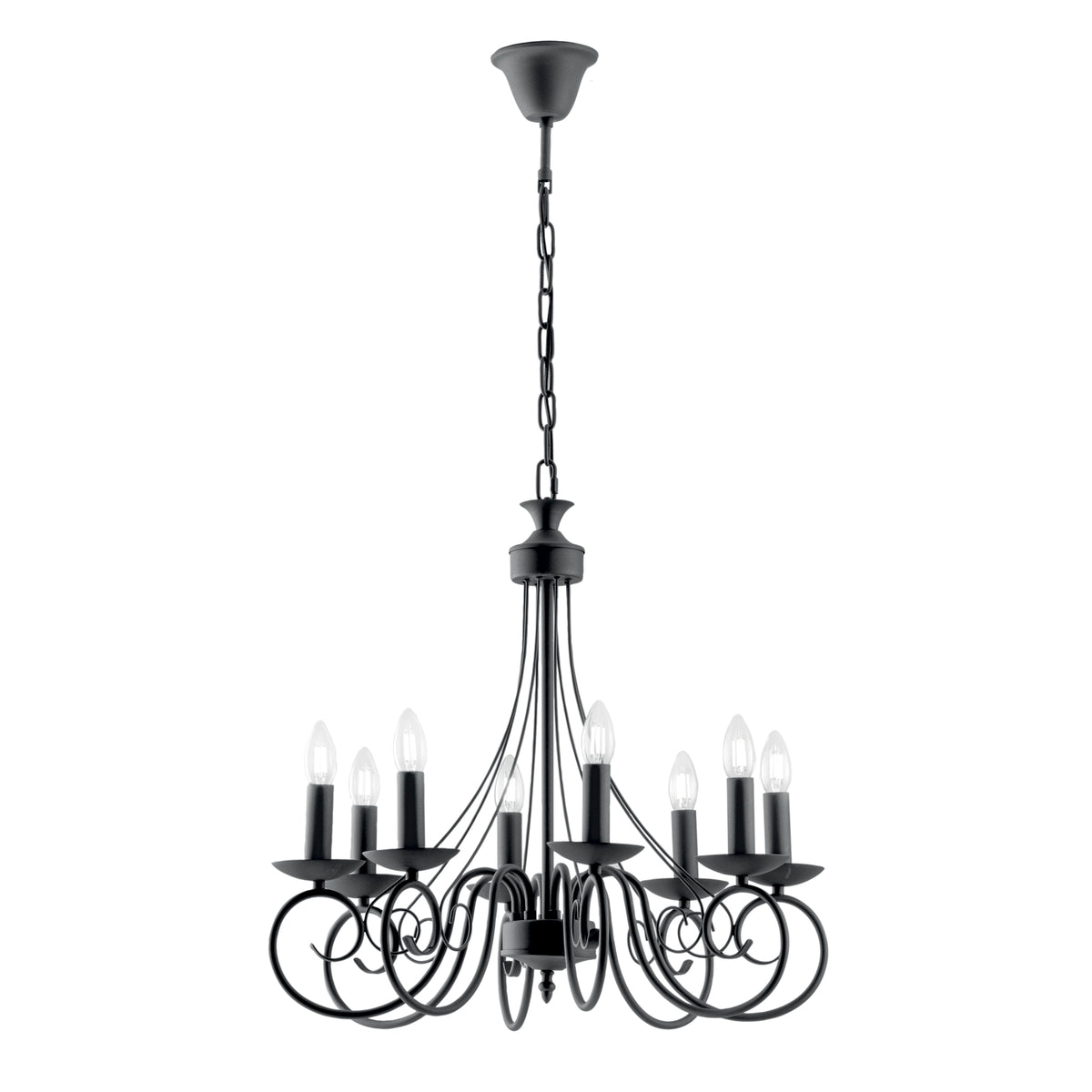 LAMPADARIO BEATRICE ANTRACITE 8XE14 63X120CM