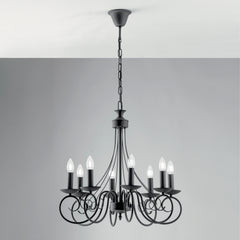LAMPADARIO BEATRICE ANTRACITE 8XE14 63X120CM