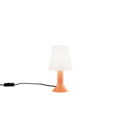"Lumetto BINGO con base arancione e diffusore bianco."
