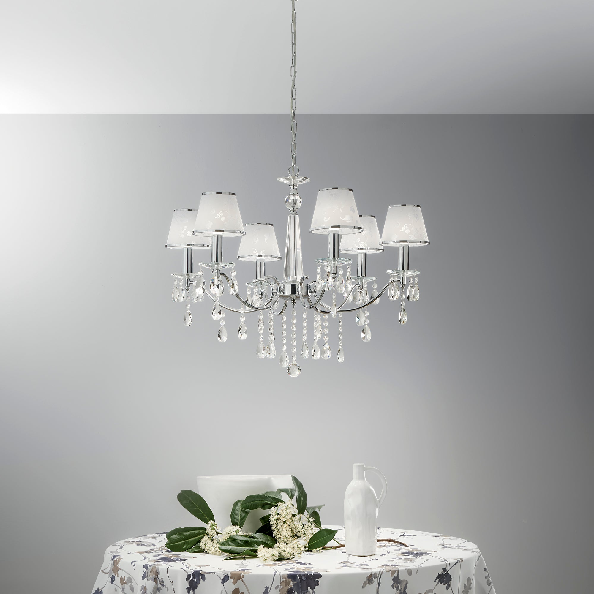 LAMPADARIO BOEME CROMO 6XE14 68X100CM