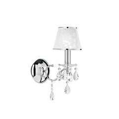"Applique BOEME cromo in metallo e cristalli con paralume glitterato"