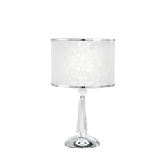 "Lume BOEME in metallo cromato e cristalli con paralume glitterato 62 cm."