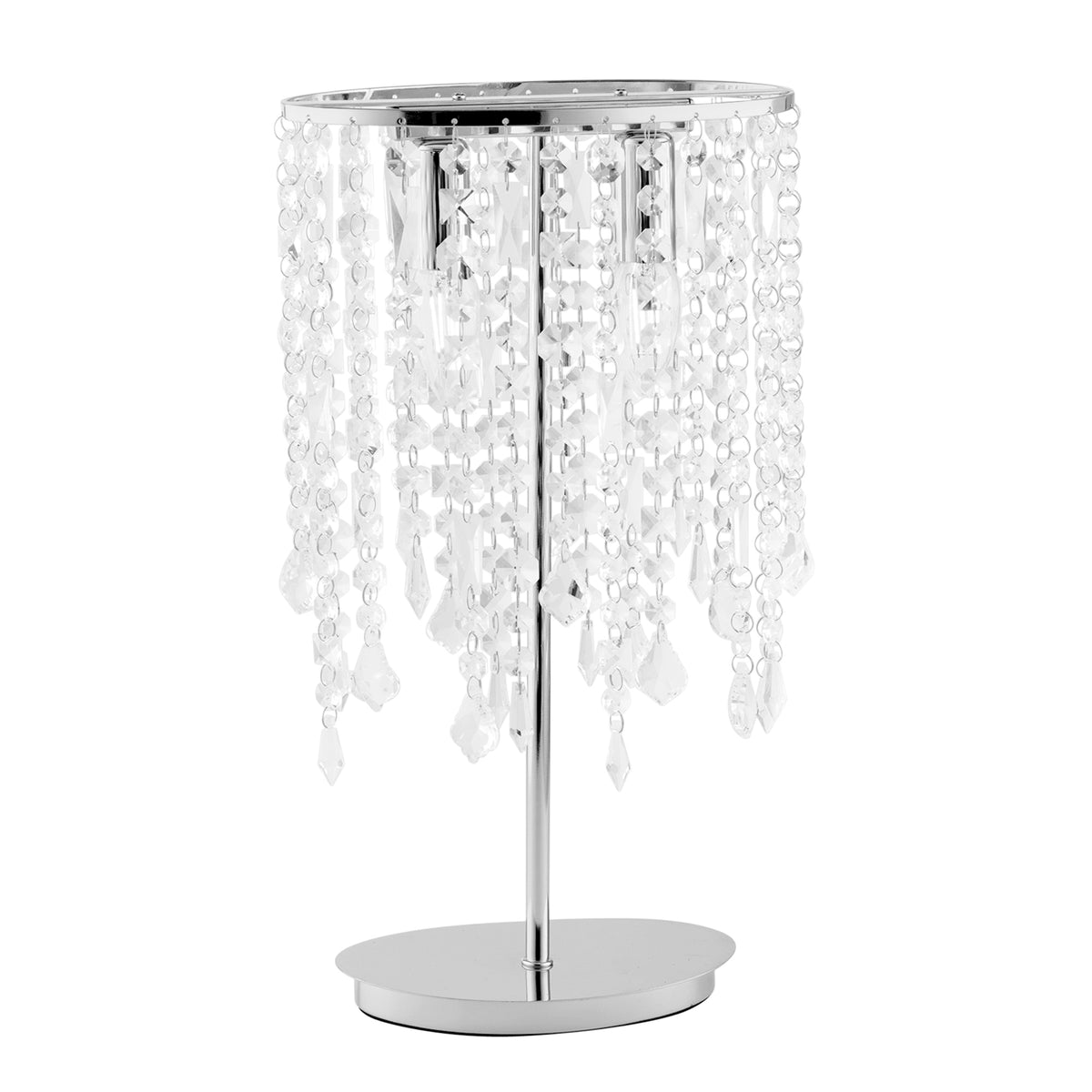 "Lampada da tavolo BREEZE in metallo cromato con pendenti in cristallo"