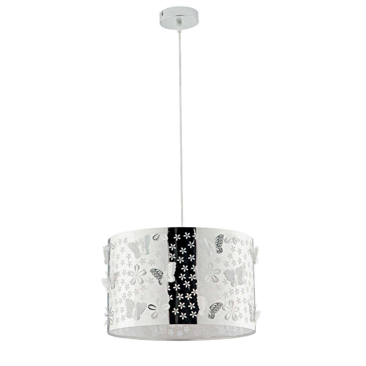 SOSPENSIONE BUTTERFLY CROMO 1XE27 35X35X100CM