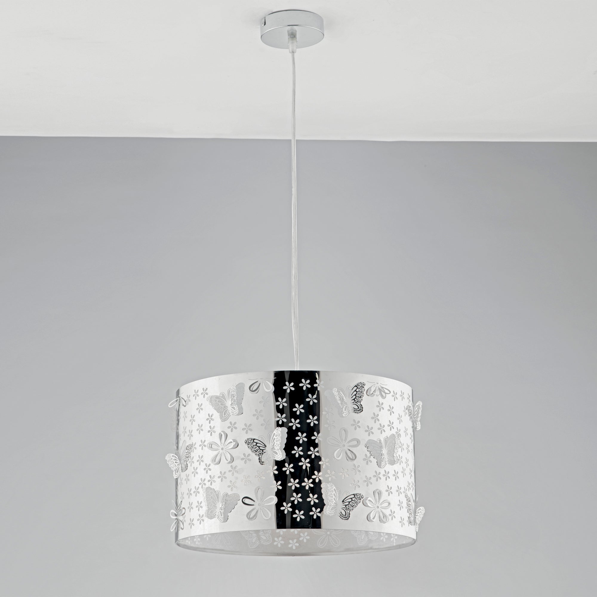 SOSPENSIONE BUTTERFLY CROMO 1XE27 35X35X100CM