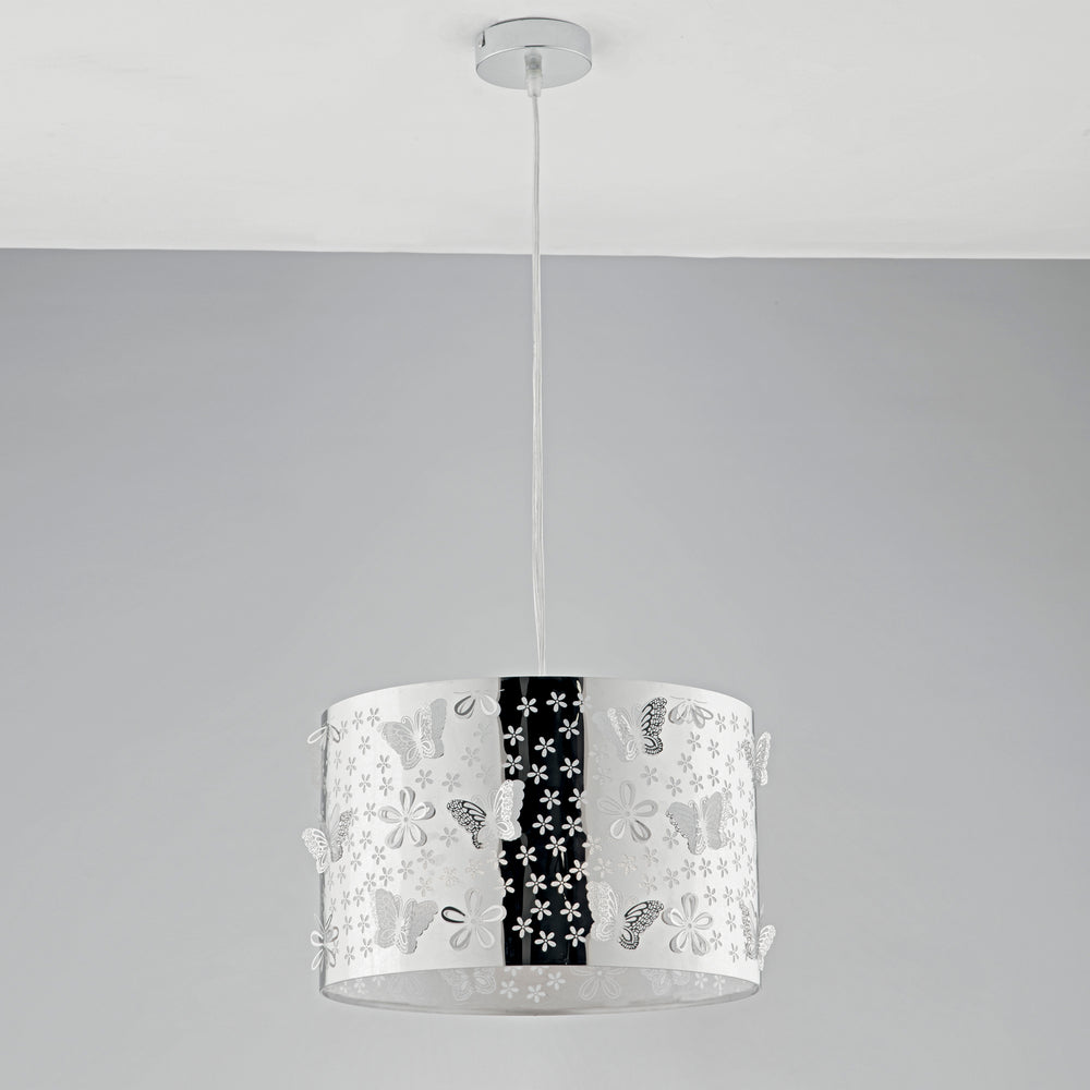 SOSPENSIONE BUTTERFLY CROMO 1XE27 35X35X100CM