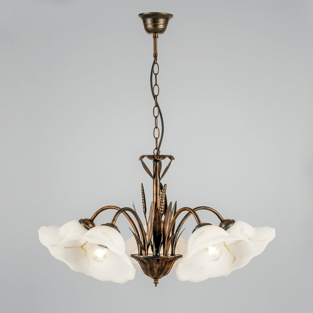 LAMPADARIO BYRON RUGGINE 5XE27 64X100CM