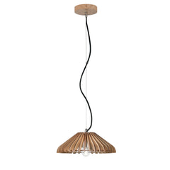 "Lampadario a sospensione CALDER in legno naturale con cavo in tessuto 30 cm."