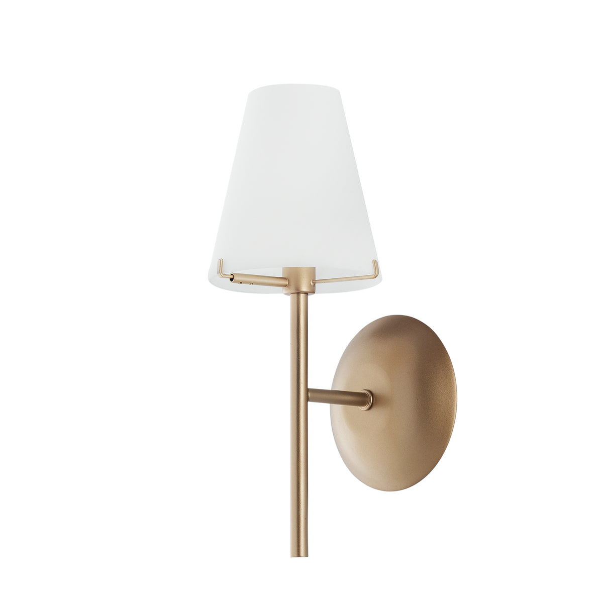 "Applique CANTO in metallo oro con diffusore in vetro bianco"