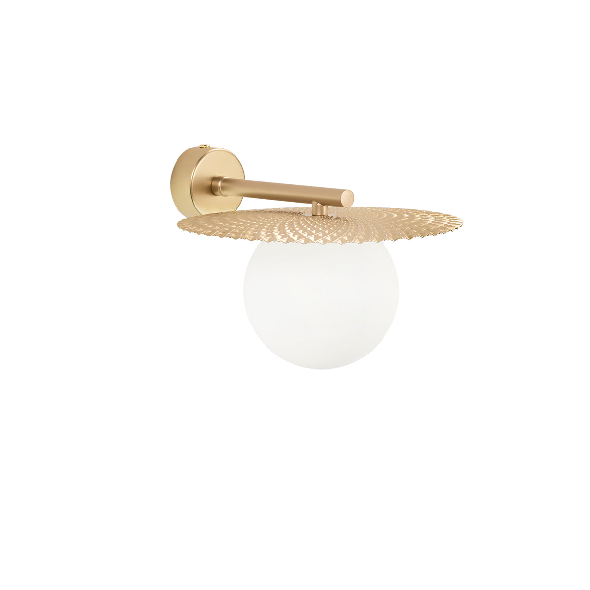 "Applique CHAPLIN in metallo oro con diffusore in vetro bianco"