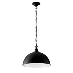 "Lampadario a sospensione CHARLESTON in metallo nero con interno bianco"