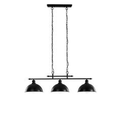 "Lampadario a sospensione CHARLESTON in metallo nero a tre luci con interno bianco"