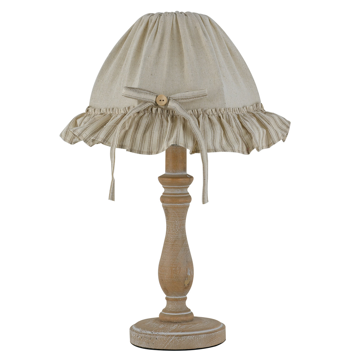 "Lampada da tavolo CHERRY in legno con paralume in cotone"
