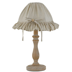 "Lampada da tavolo CHERRY in legno con paralume in cotone"