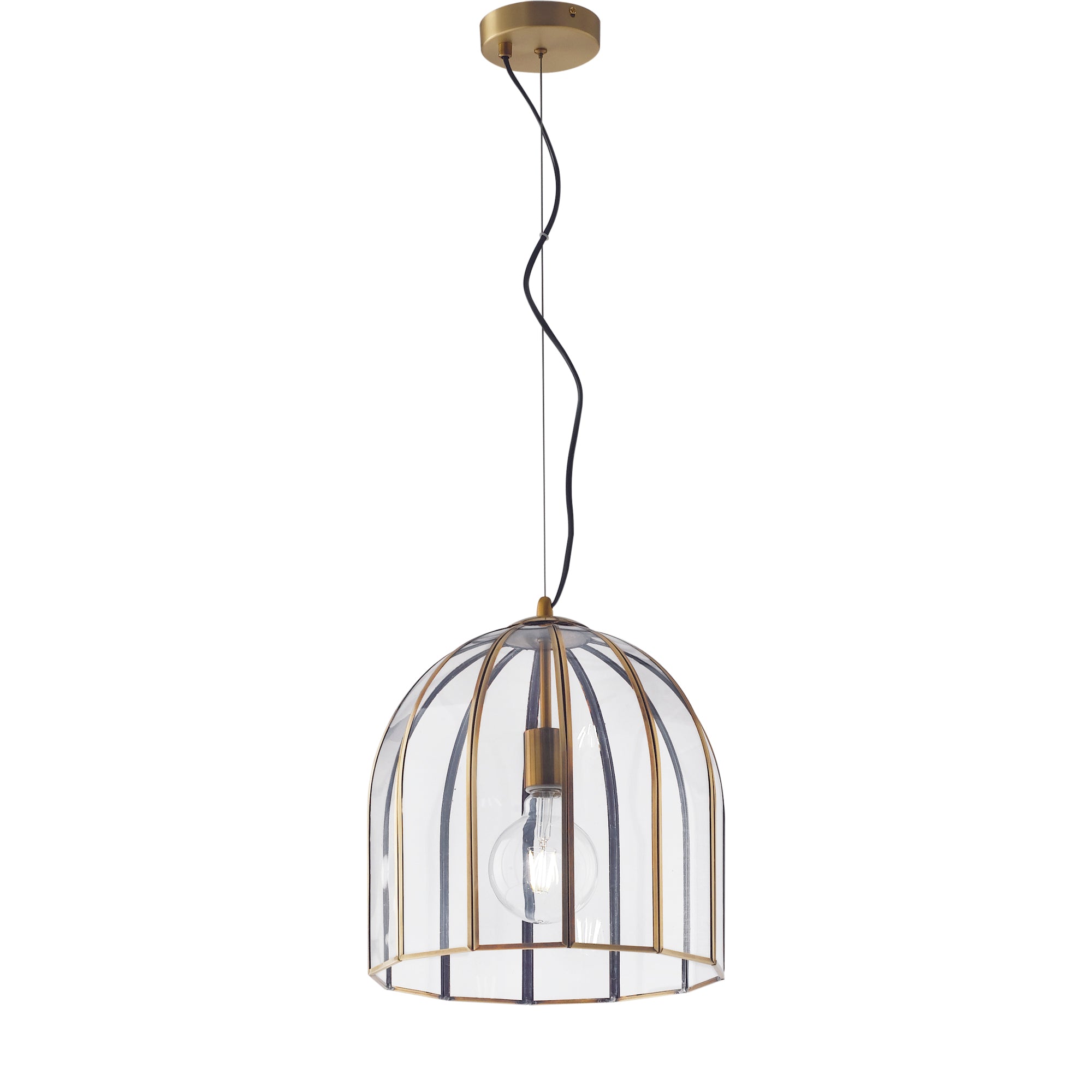 SOSPENSIONE CHESTER TRASPARENTE/OTTONE 1XE27 30X30X127CM