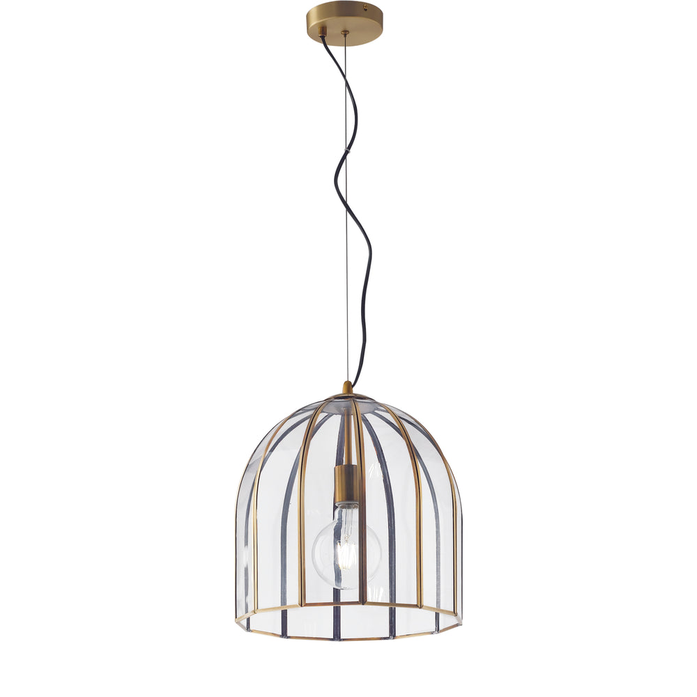 SOSPENSIONE CHESTER TRASPARENTE/OTTONE 1XE27 30X30X127CM