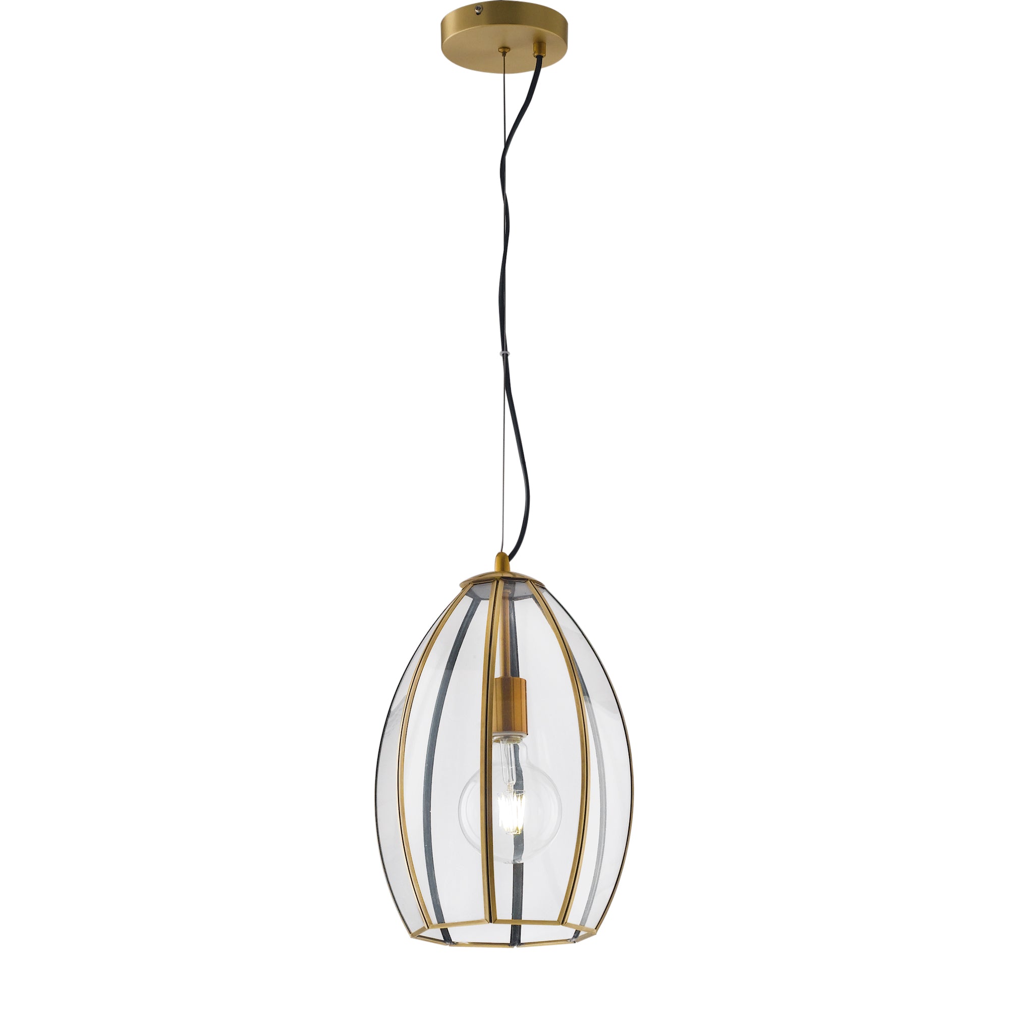 SOSPENSIONE CHESTER RASPARENTE/OTTONE 1XE27 23X23X130CM