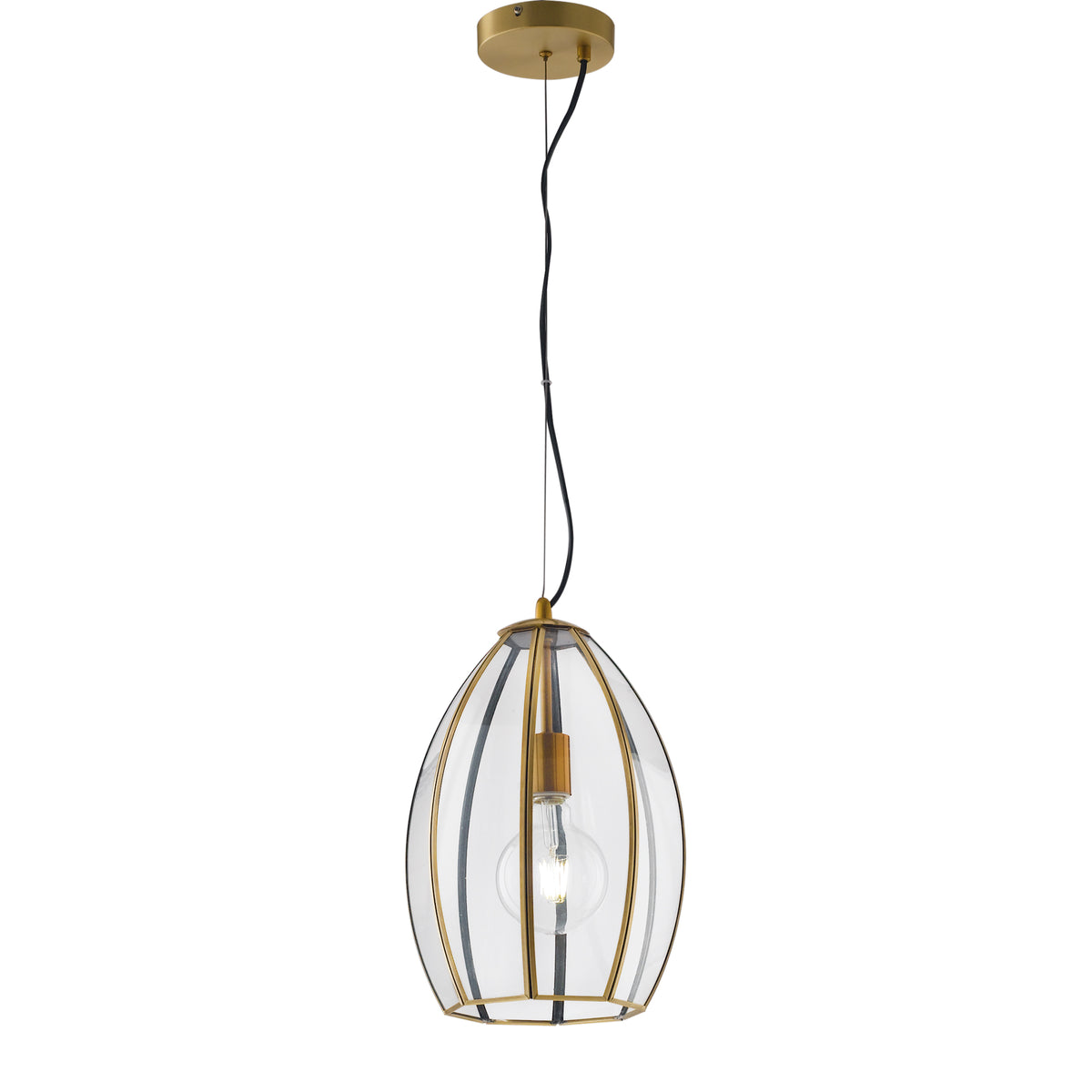 SOSPENSIONE CHESTER RASPARENTE/OTTONE 1XE27 23X23X130CM