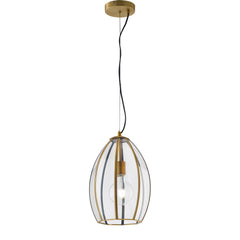SOSPENSIONE CHESTER RASPARENTE/OTTONE 1XE27 23X23X130CM