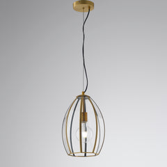 SOSPENSIONE CHESTER RASPARENTE/OTTONE 1XE27 23X23X130CM