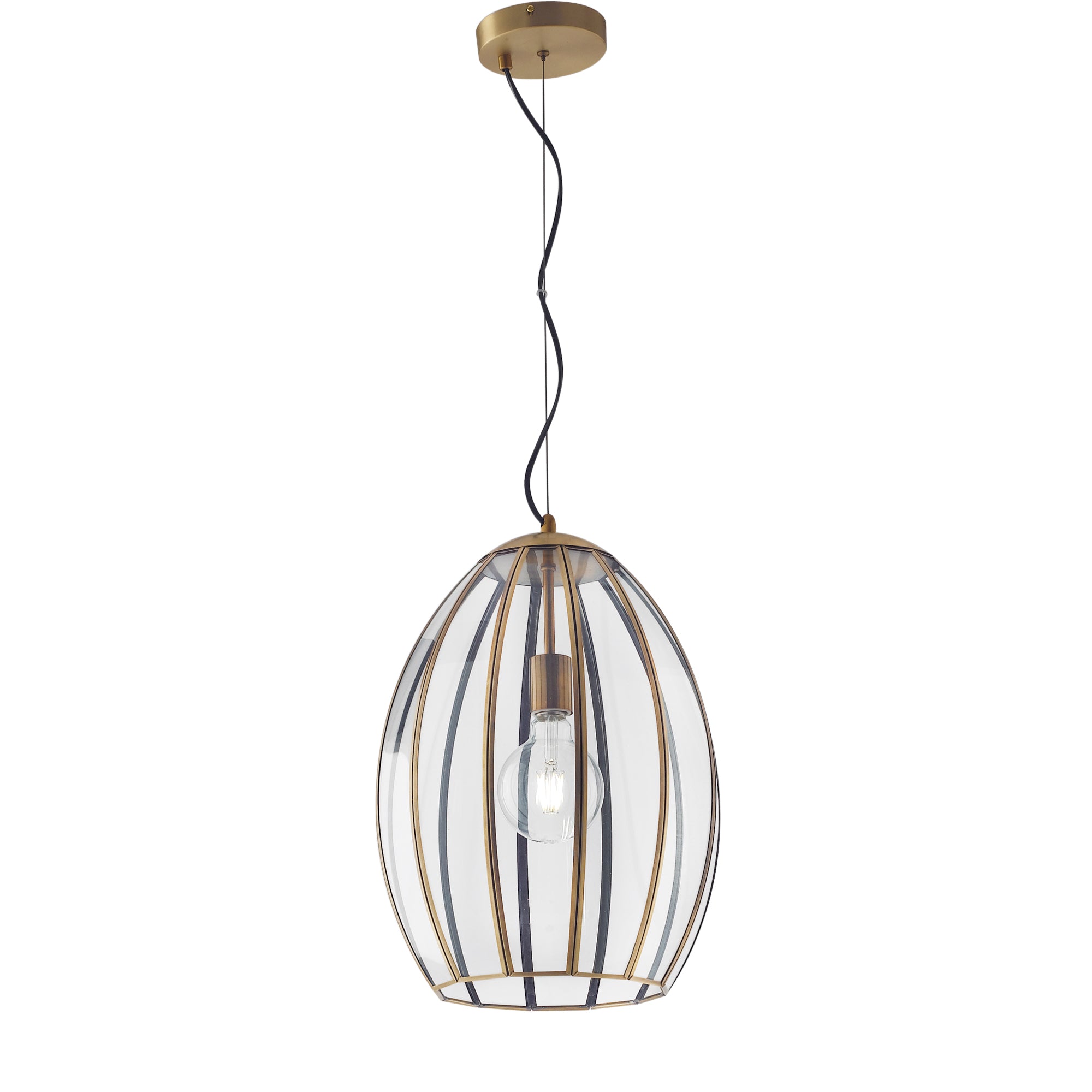 "Sospensione CHESTER in vetro con rifiniture in metallo ottone 33.5x23 cm. Ø "