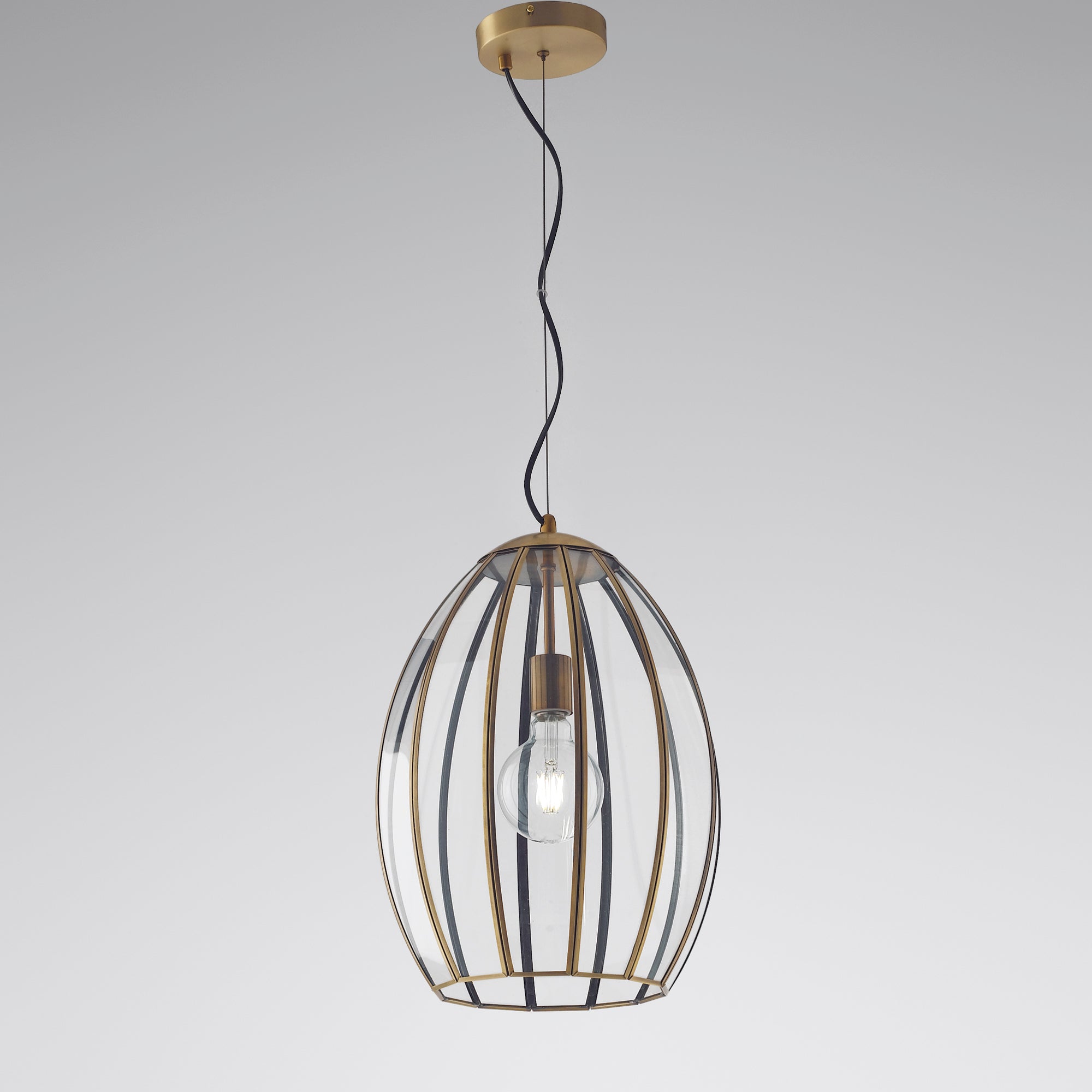 SOSPENSIONE CHESTER RASPARENTE/OTTONE 1XE27 30X30X137CM