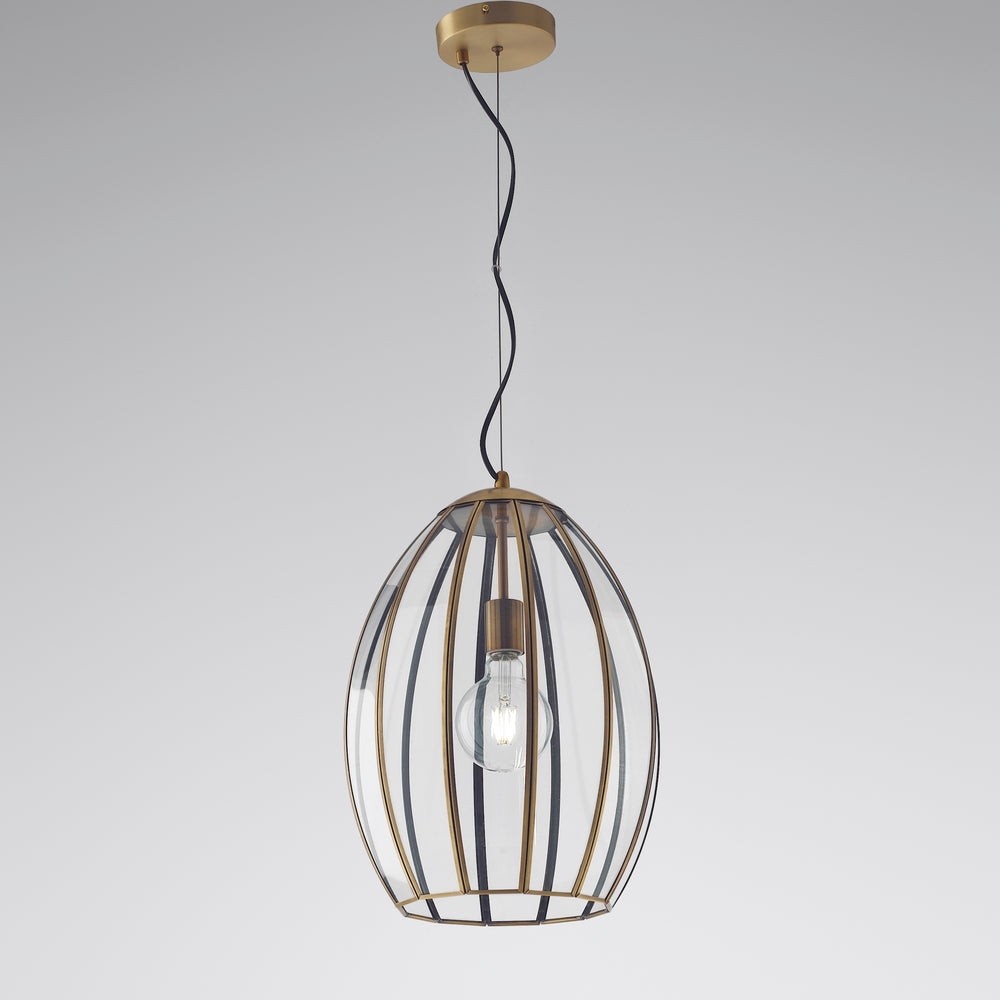 SOSPENSIONE CHESTER RASPARENTE/OTTONE 1XE27 30X30X137CM