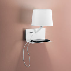 APPLIQUE CIAK BIANCA CON USB 2A USB 2A 1XE27 23X22,5X31CM