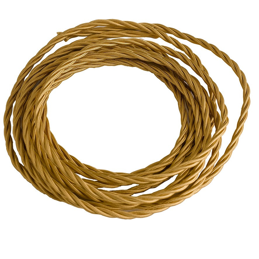 "Cavo elettrico CLAY trecciato con rivestimento tessile oro"