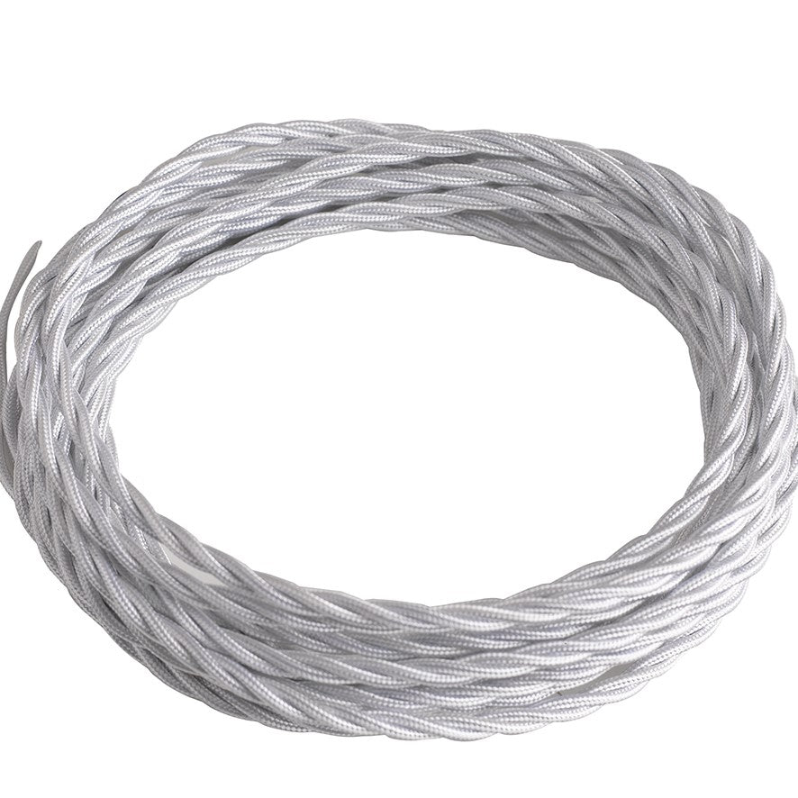 "Cavo elettrico CLAY trecciato con rivestimento tessile bianco"
