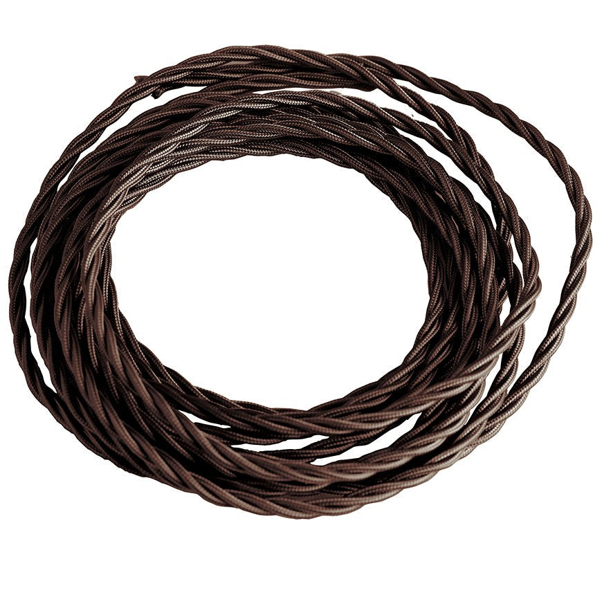 "Cavo elettrico CLAY trecciato con rivestimento tessile marrone"