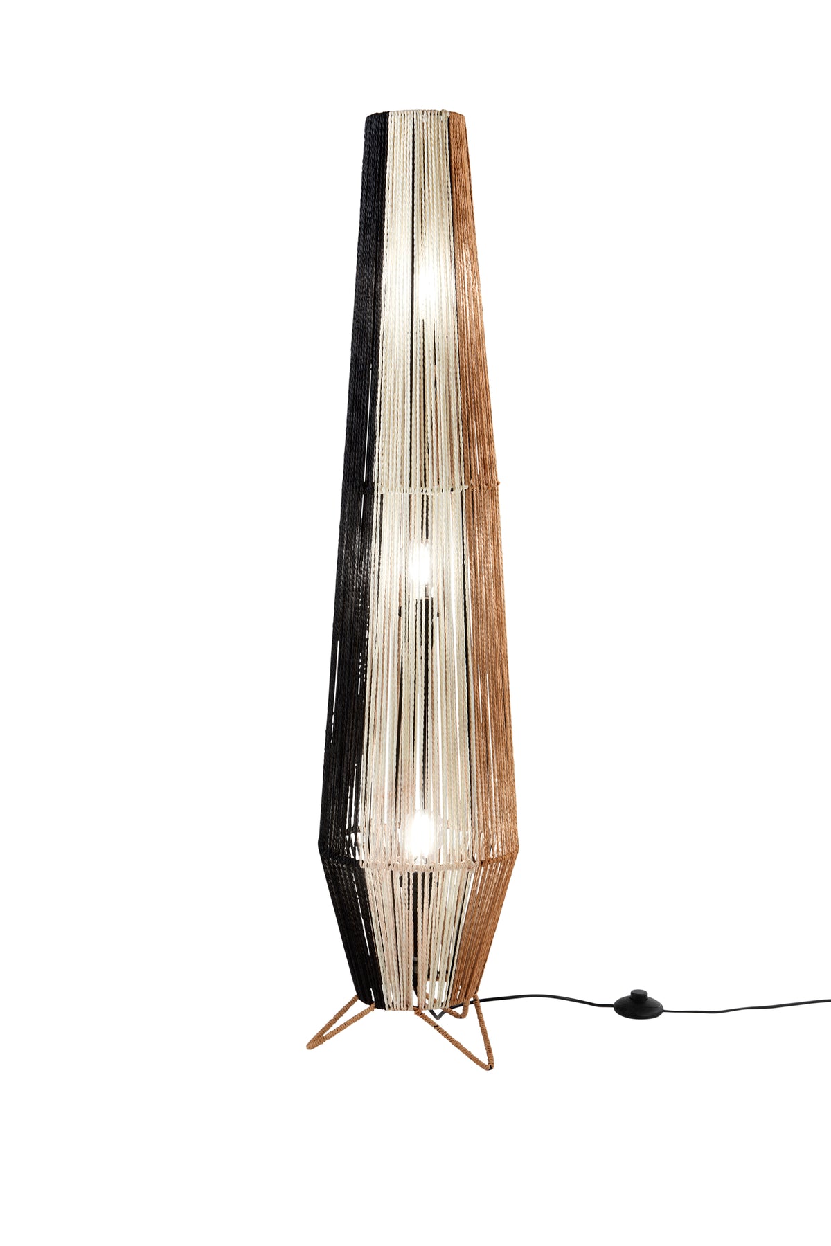 LUME COCONUT NERO+BIANCO+MARRONE IN METALLO 3XE27 40W LAMP SIZE D25xH110CM STRUTTURA D25XH120CM