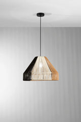 SOSPENSIONE COCONUT NERO+MARRONE+BIANCO IN METALLO 1XE27 40W LAMP SIZE Dia45xH30CM STRUTTURA 45x45x220CM