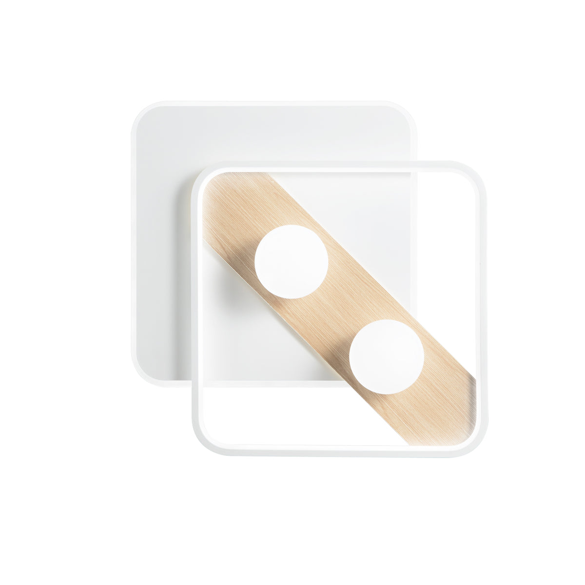 "Plafoniera LED CRICKET bianca con dettagli in legno - CCT."
