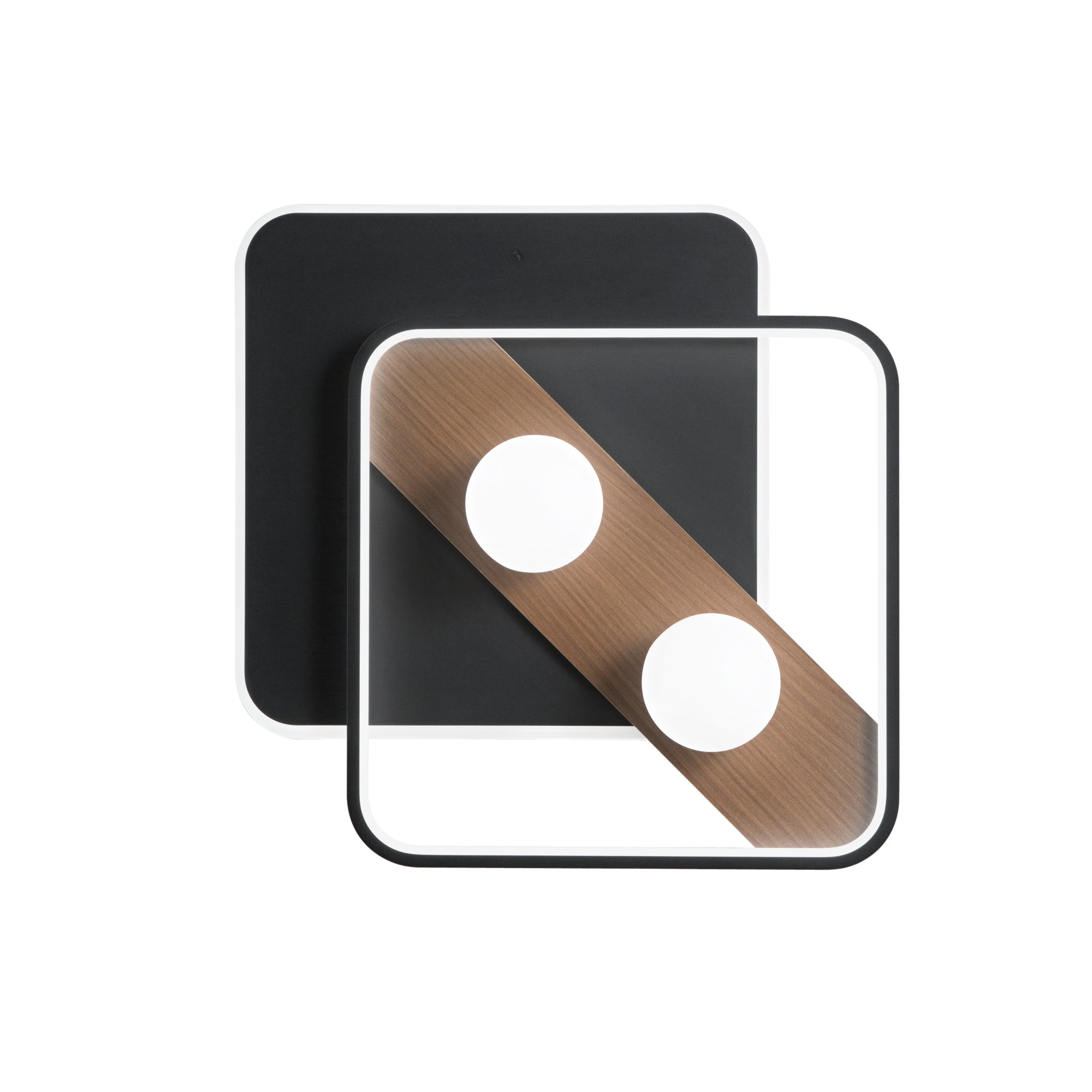 "Plafoniera LED CRICKET nera con dettagli in legno - CCT"
