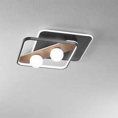PLAFONIERA LED CRICKET NERA/LEGNO 40W 4540LM CCT 50X40X8CM