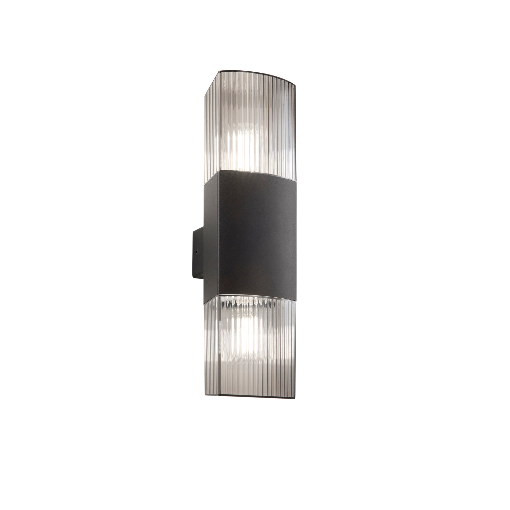 APPLIQUE BIEMISSIONE DARK ANTRACITE/FUME' 2XE27 IP54 10,6X12,1X40CM