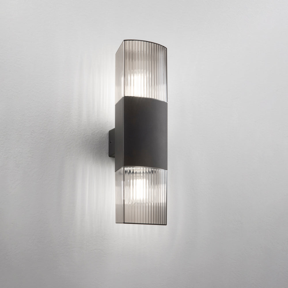 APPLIQUE BIEMISSIONE DARK ANTRACITE/FUME' 2XE27 IP54 10,6X12,1X40CM