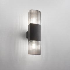 APPLIQUE BIEMISSIONE DARK ANTRACITE/FUME' 2XE27 IP54 10,6X12,1X40CM