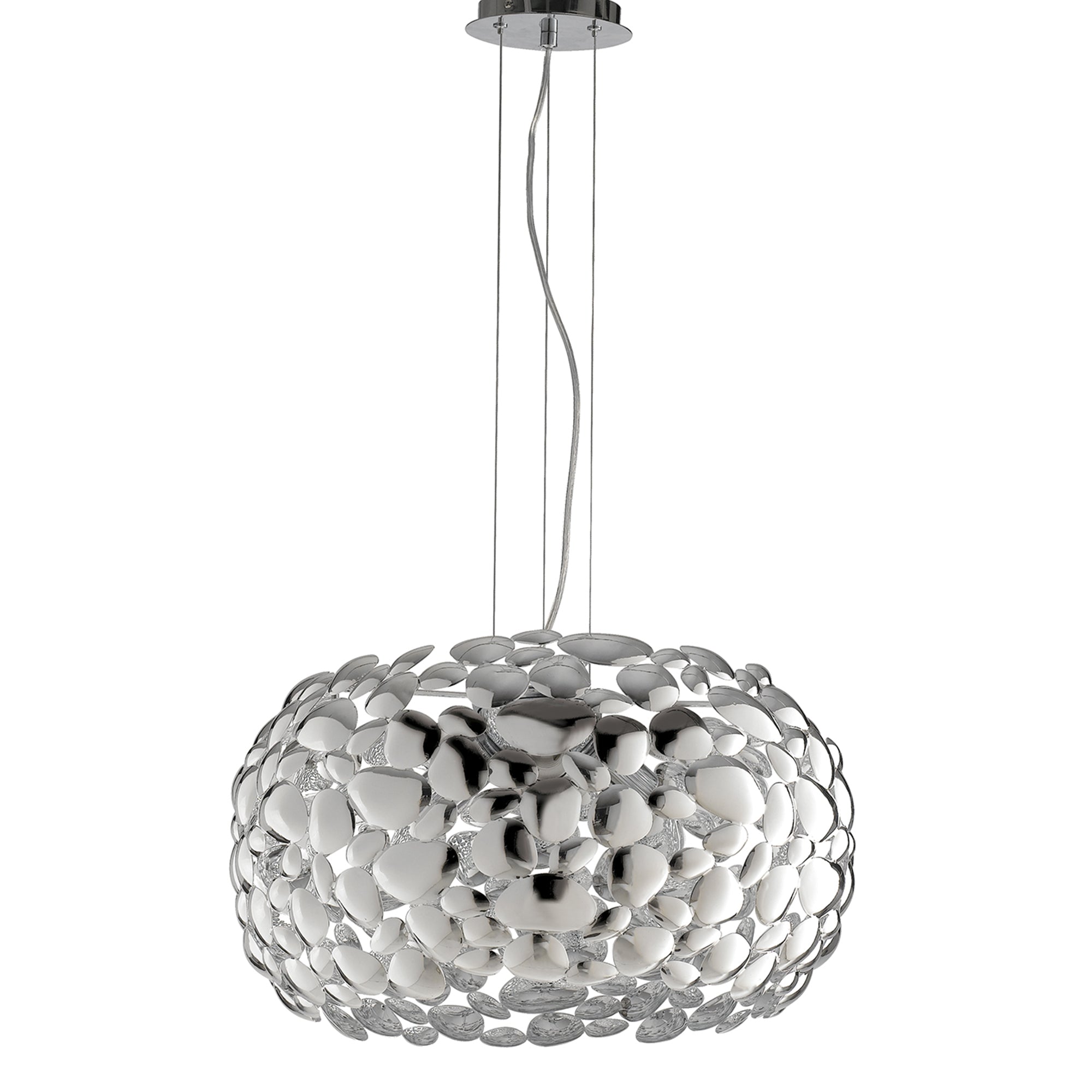 "Lampadario a sospensione DIONISO in metallo cromato 48cm"