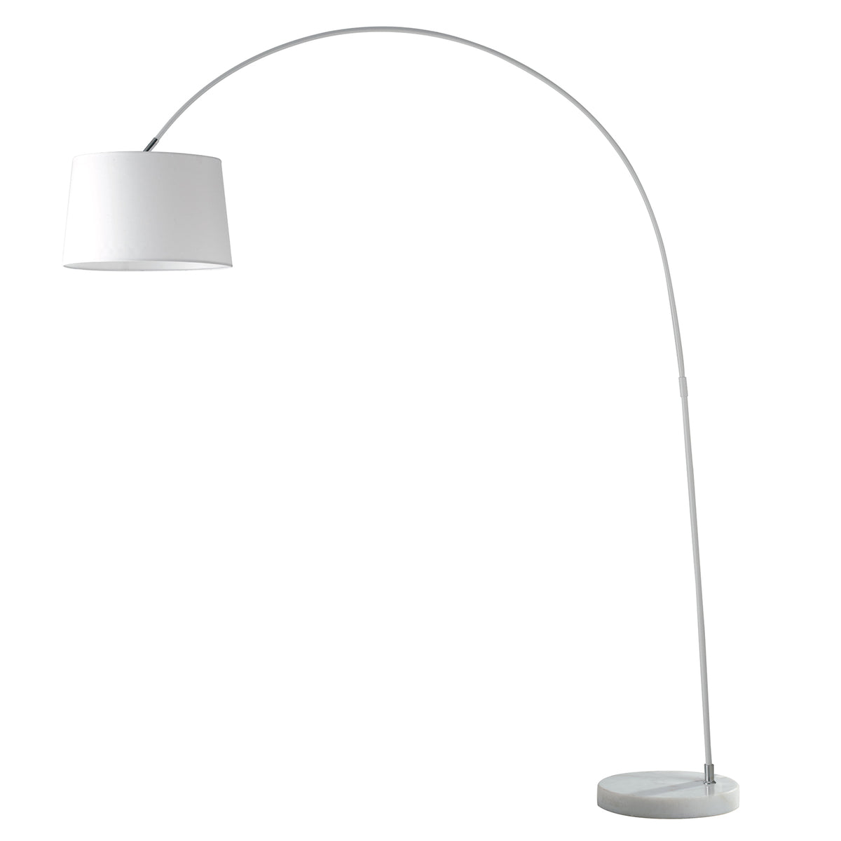 "Piantana curva DREAM in metallo bianco con base in marmo"