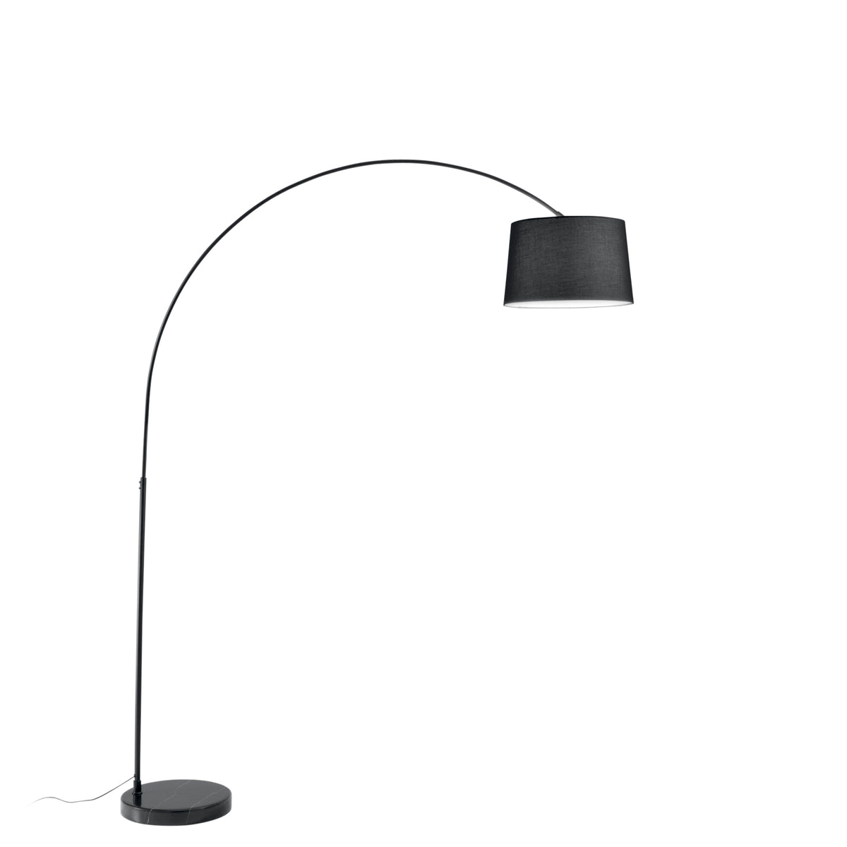 "Piantana curva DREAM in metallo nero con base in marmo"