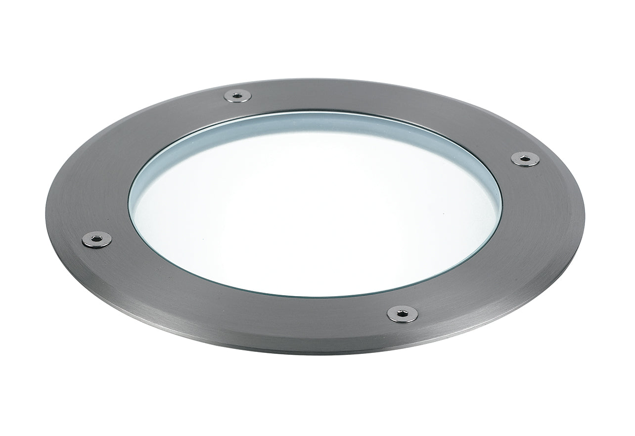 "Calpestabile da esterno DRIVE in acciaio inox rotondo con attacco E27 IP67 24,3cm"
