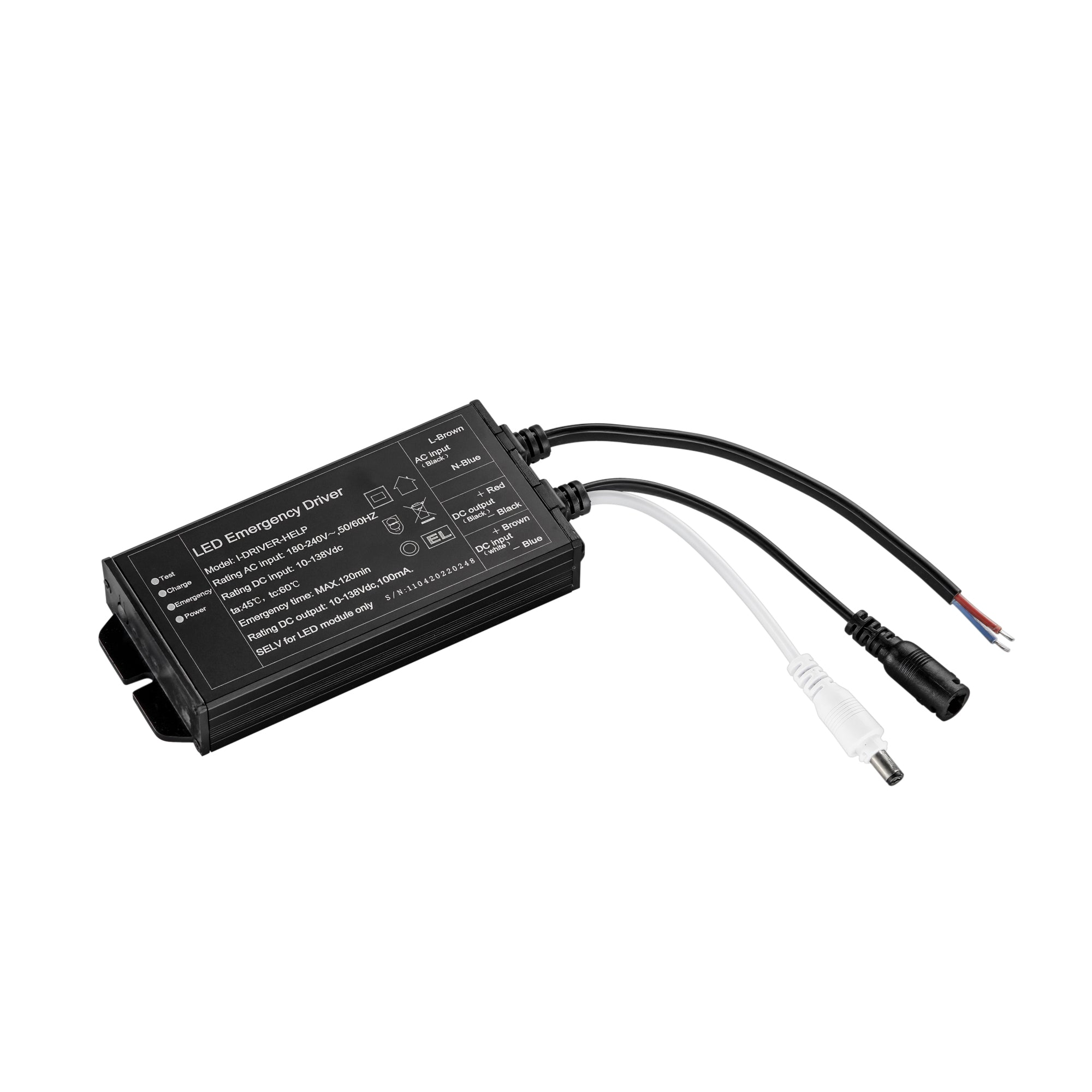 "DRIVER DI EMERGENZA OUTPUT 10-120V INPUT 85-265V 3-40W 120MIN. 18650 li-ion BATTERY 3.7V 2.4Ah"