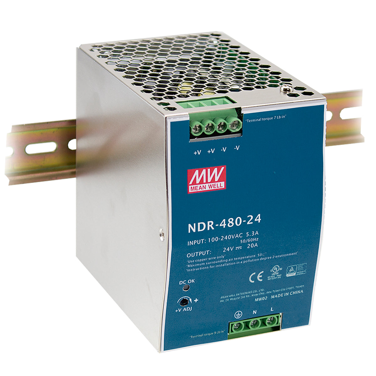 "DRIVER GUIDA DIN INDUSTRIALE USCITA SINGOLA 48V 480W 100A INPUT AC90-264V DC127-370V"